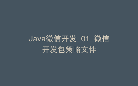 Java微信开发_01_微信开发包策略文件