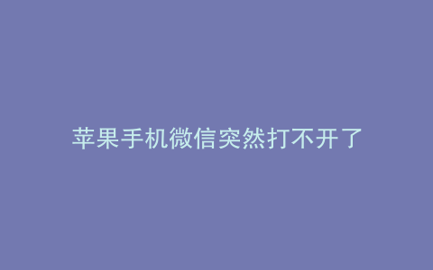 苹果手机微信突然打不开了