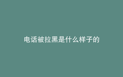 电话被拉黑是什么样子的