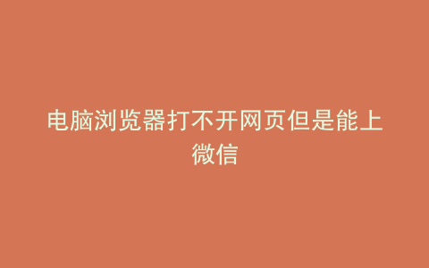 电脑浏览器打不开网页但是能上微信