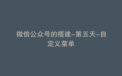 微信公众号的搭建-第五天-自定义菜单