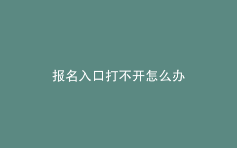 报名入口打不开怎么办