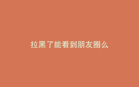 拉黑了能看到朋友圈么