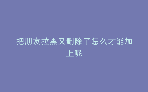 把朋友拉黑又删除了怎么才能加上呢