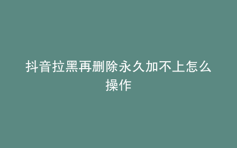 抖音拉黑再删除永久加不上怎么操作