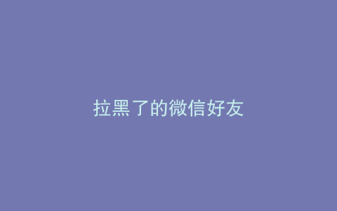 拉黑了的微信好友
