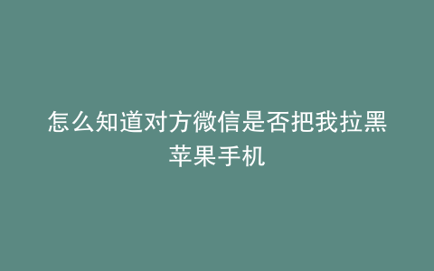 怎么知道对方微信是否把我拉黑苹果手机