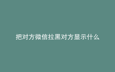 把对方微信拉黑对方显示什么