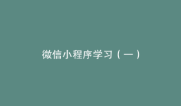 微信小程序学习（一）