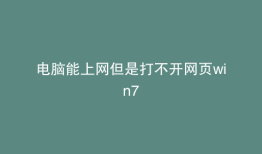 电脑能上网但是打不开网页win7