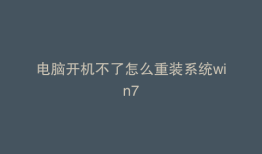 电脑开机不了怎么重装系统win7