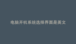 电脑开机系统选择界面是英文