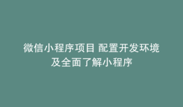 微信小程序项目 配置开发环境及全面了解小程序