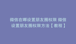 微信在哪设置朋友圈权限 微信设置朋友圈权限方法【教程】