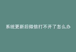 系统更新后微信打不开了怎么办