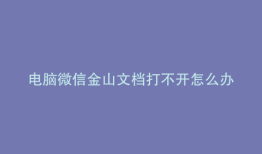 电脑微信金山文档打不开怎么办