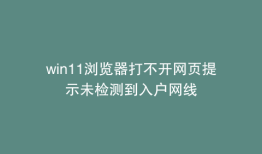 win11浏览器打不开网页提示未检测到入户网线
