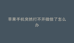 苹果手机突然打不开微信了怎么办