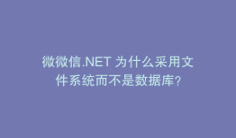 微微信.NET 为什么采用文件系统而不是数据库？