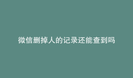微信删掉人的记录还能查到吗