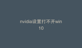 nvidia设置打不开win10
