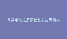 苹果手机拉黑微信怎么拉黑回来