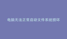电脑无法正常启动文件系统损坏的修复指南