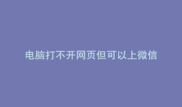 电脑打不开网页但可以上微信