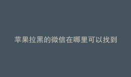 苹果拉黑的微信在哪里可以找到