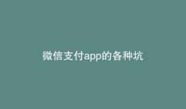 微信支付app的各种坑