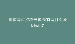 电脑网页打不开但是有网什么原因win7