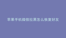 苹果手机微信拉黑怎么恢复好友