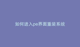 如何进入pe界面重装系统