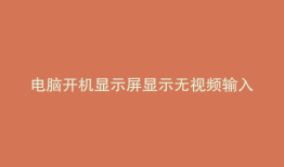 电脑开机显示屏显示无视频输入进入睡眠模式