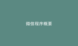 微信程序概要