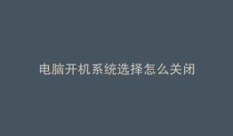 电脑开机系统选择怎么关闭