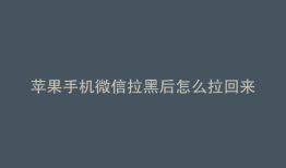 苹果手机微信拉黑后怎么拉回来