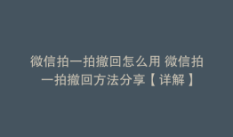 微信拍一拍撤回怎么用 微信拍一拍撤回方法分享【详解】