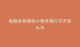 电脑所有微信小程序都打不开怎么办