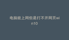 电脑能上网但是打不开网页win10