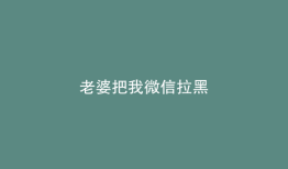 老婆把我微信拉黑