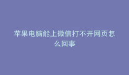 苹果电脑能上微信打不开网页怎么回事