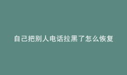 自己把别人电话拉黑了怎么恢复