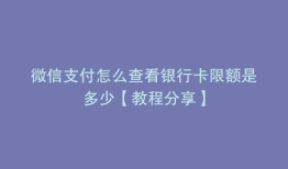 微信支付怎么查看银行卡限额是多少【教程分享】