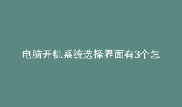 电脑开机系统选择界面有3个怎么删