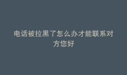 电话被拉黑了怎么办才能联系对方您好
