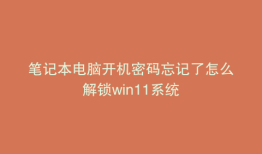 笔记本电脑开机密码忘记了怎么解锁win11系统