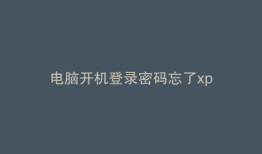 电脑开机登录密码忘了xp