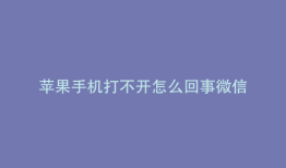 苹果手机打不开怎么回事微信