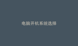 电脑开机系统选择